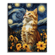Starry Night Cat - Paint by Numbers