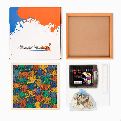 Elephant Party - Wooden Coloring Puzzle