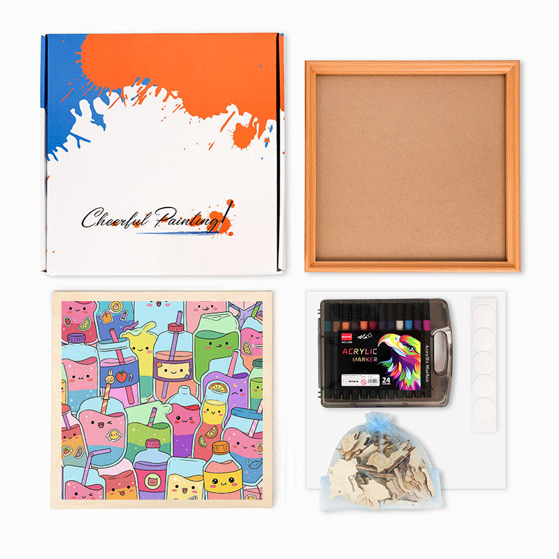 Cute juices - Wooden Coloring Puzzle