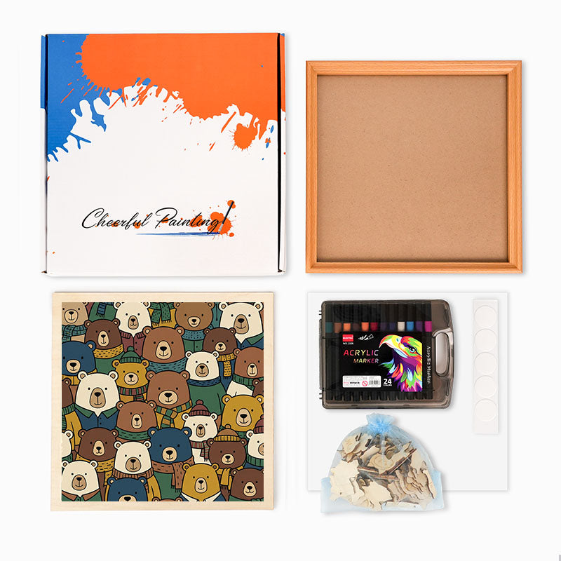 Scarf Bears - Wooden Coloring Puzzle