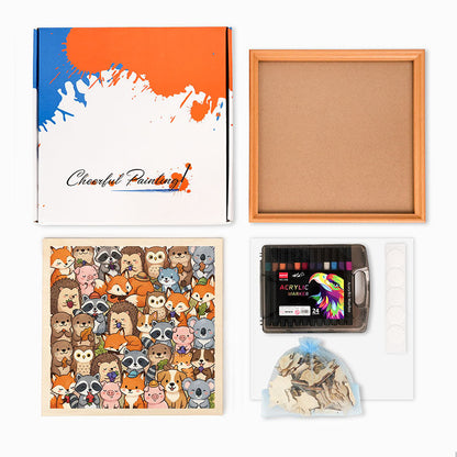 Cute Little Animals - Wooden Coloring Puzzle