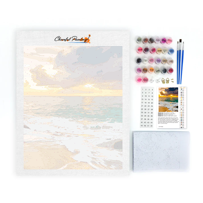 Coucher de soleil sur une plage colorée - Peinture par numéros