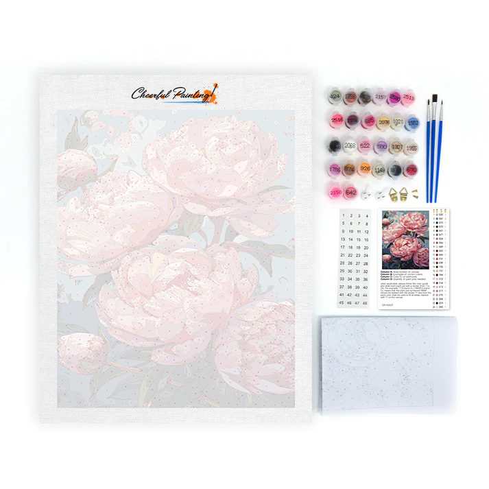 Pivoines roses - Peinture par numéros