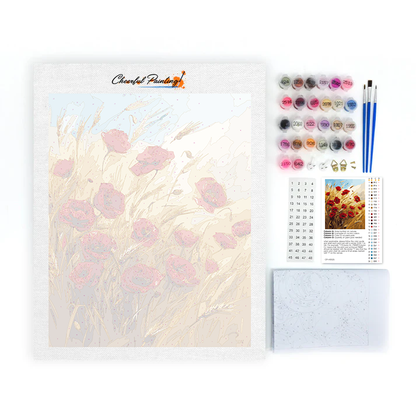 Champ de blé et fleurs - Peinture par numéros