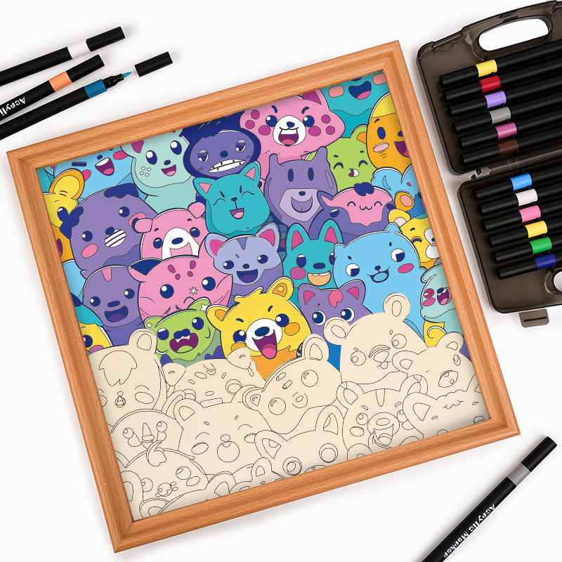 Beastly Bunch - Wooden Coloring Puzzle