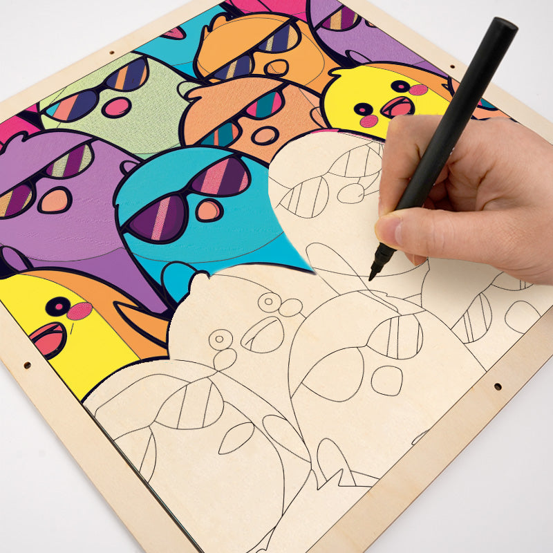 Cool Birds - Wooden Coloring Puzzle