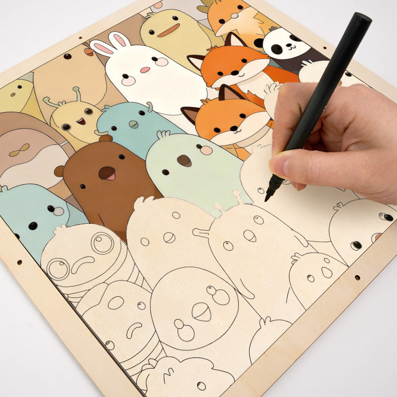 Cuddly Critters - Wooden Coloring Puzzle