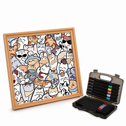 Lazy Cats - Wooden Coloring Puzzle