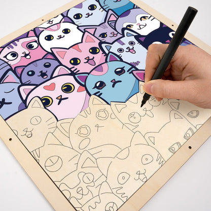 Silly Kitties - Wooden Coloring Puzzle