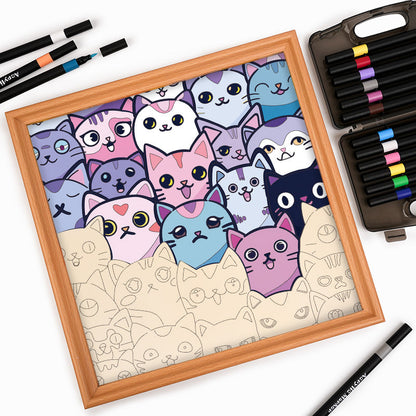 Silly Kitties - Wooden Coloring Puzzle
