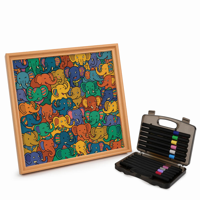 Elephant Party - Wooden Coloring Puzzle