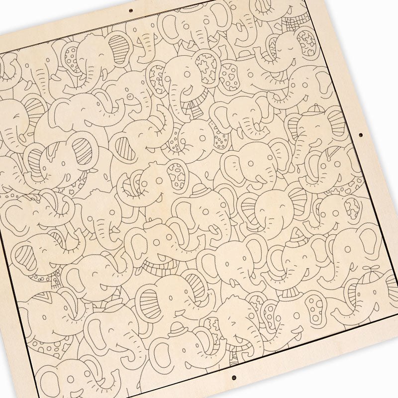 Elephant Party - Wooden Coloring Puzzle