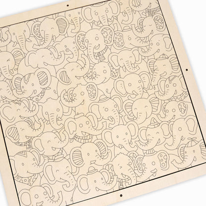 Elephant Party - Wooden Coloring Puzzle