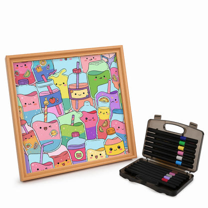 Cute juices - Wooden Coloring Puzzle
