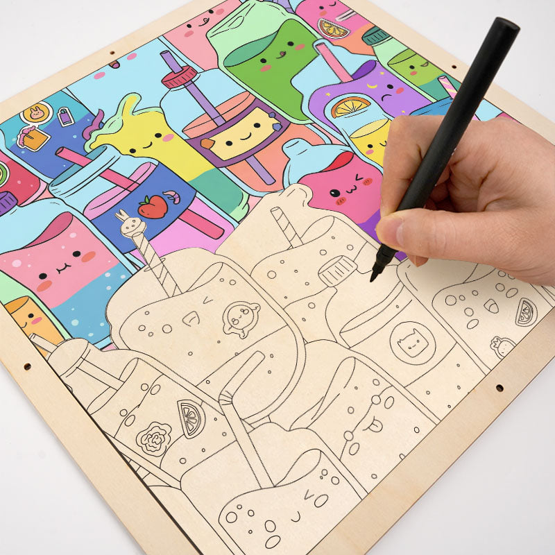 Cute juices - Wooden Coloring Puzzle