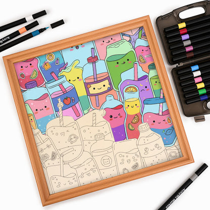 Cute juices - Wooden Coloring Puzzle