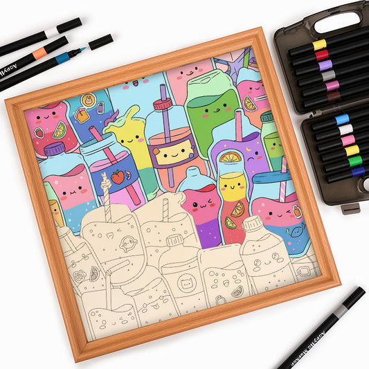Cute juices - Wooden Coloring Puzzle