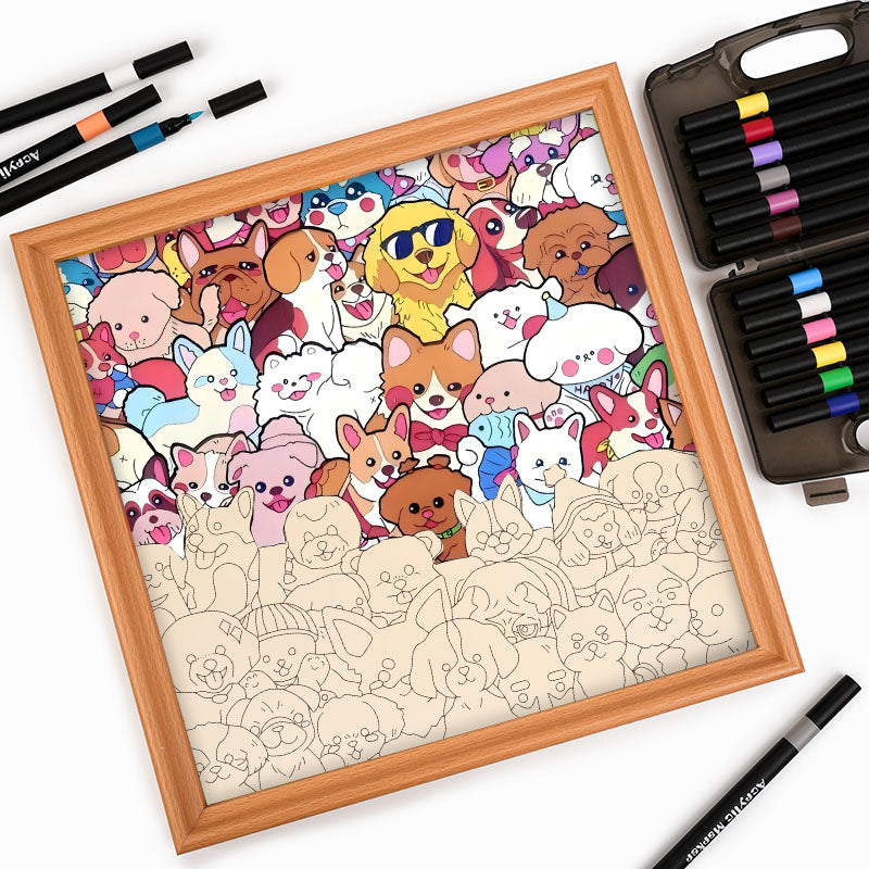 Pet Party - Wooden Coloring Puzzle
