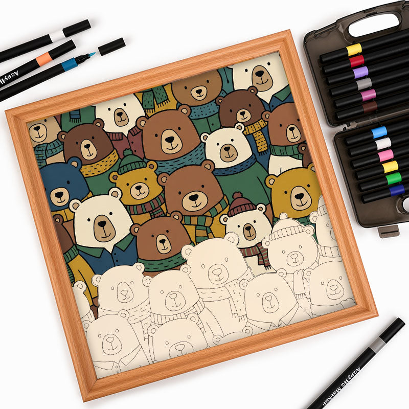 Scarf Bears - Wooden Coloring Puzzle