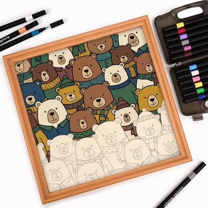 Scarf Bears - Wooden Coloring Puzzle