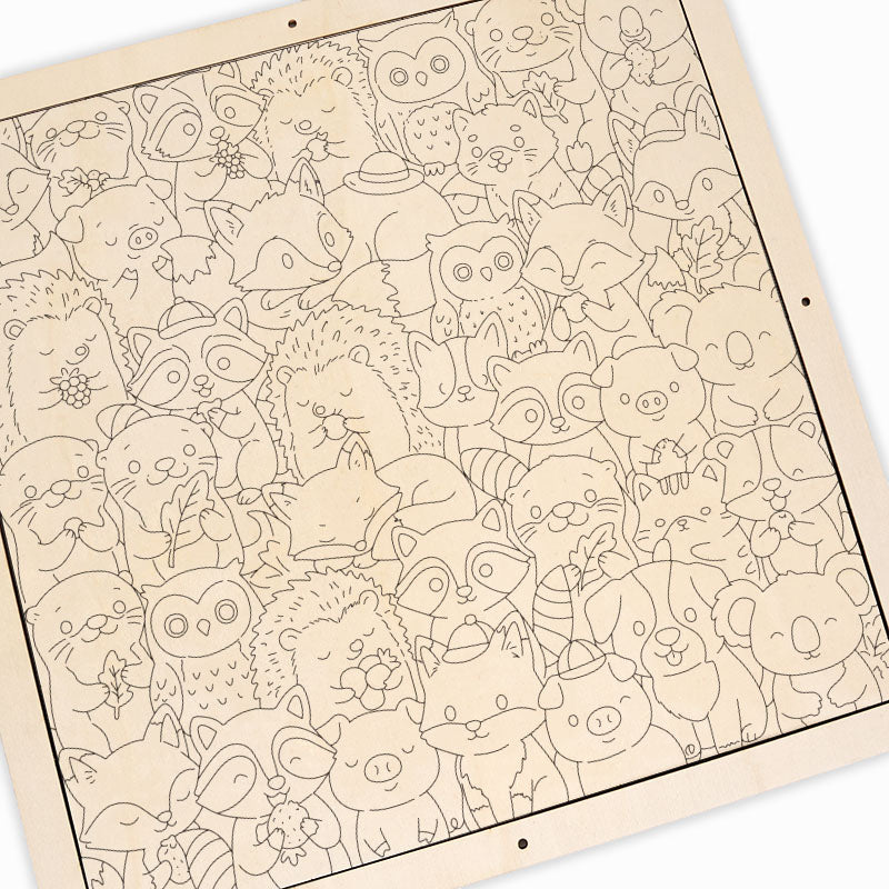 Cute Little Animals - Wooden Coloring Puzzle