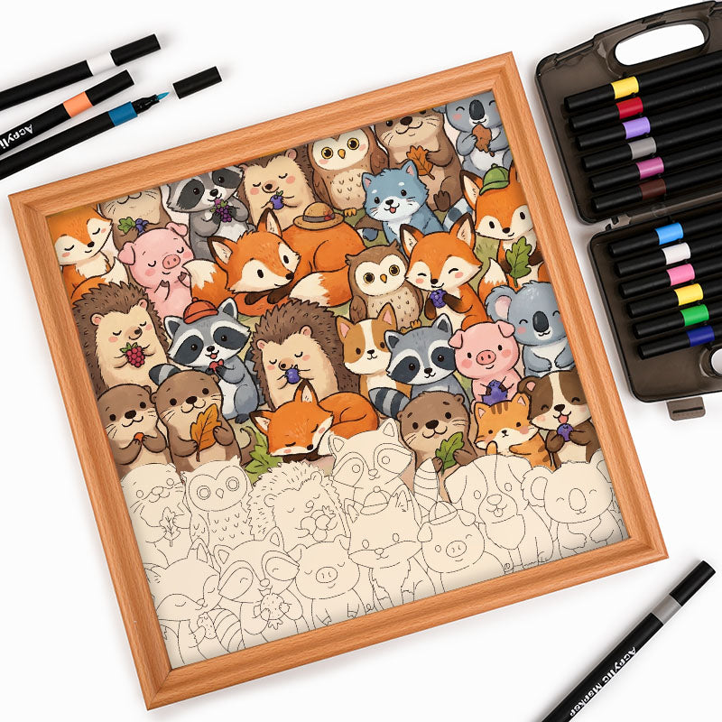Cute Little Animals - Wooden Coloring Puzzle