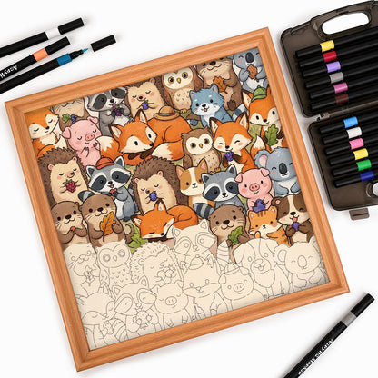 Cute Little Animals - Wooden Coloring Puzzle