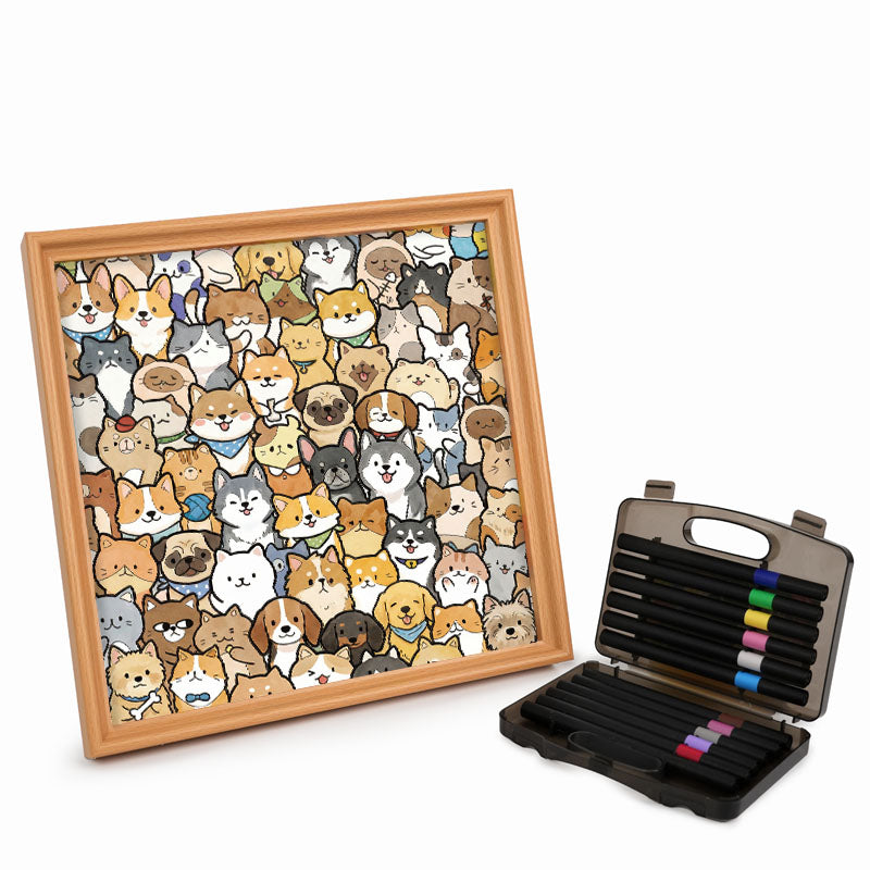 Tiny Puppy World - Wooden Coloring Puzzle