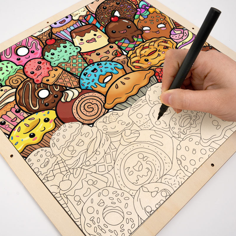 Snack Squad - Wooden Coloring Puzzle