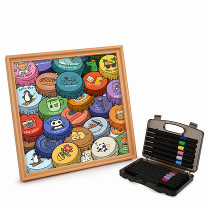 Colorful Caps - Wooden Coloring Puzzle