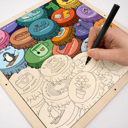 Colorful Caps - Wooden Coloring Puzzle