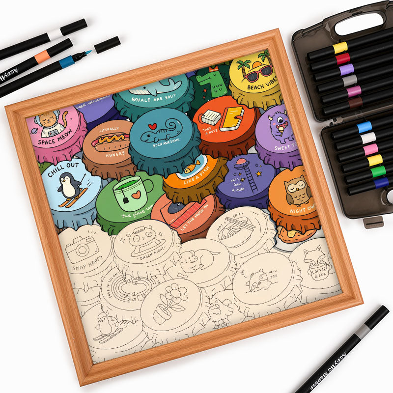 Colorful Caps - Wooden Coloring Puzzle