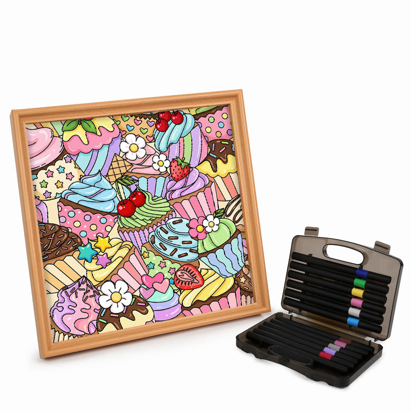 Cute Cupcakes - Wooden Coloring Puzzle