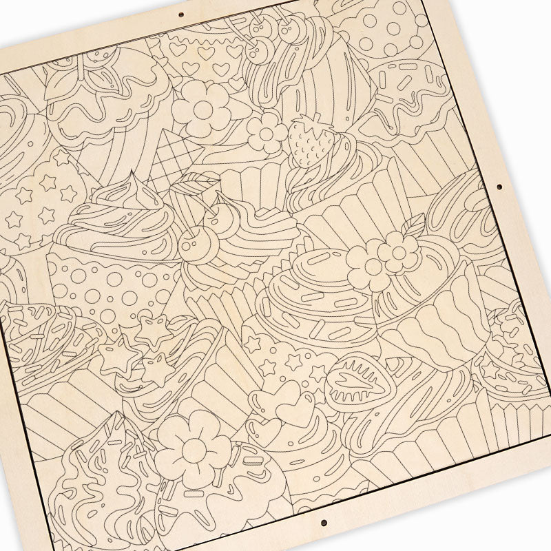 Cute Cupcakes - Wooden Coloring Puzzle