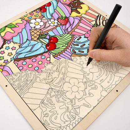 Cute Cupcakes - Wooden Coloring Puzzle