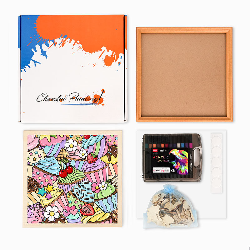 Cute Cupcakes - Wooden Coloring Puzzle