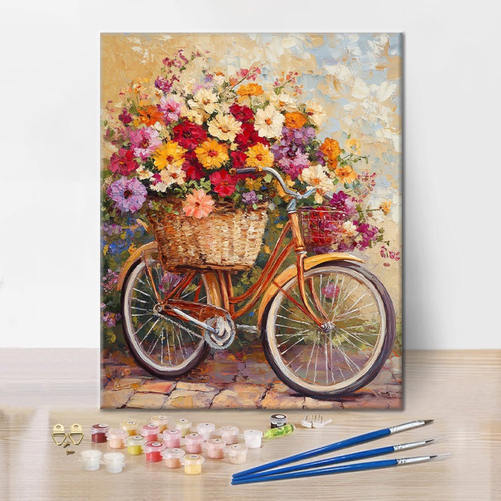 Flowers and Bicycles - Paint by Numbers