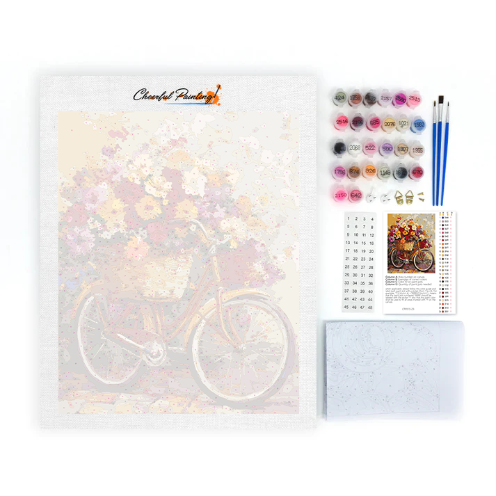 Flowers and Bicycles - Paint by Numbers