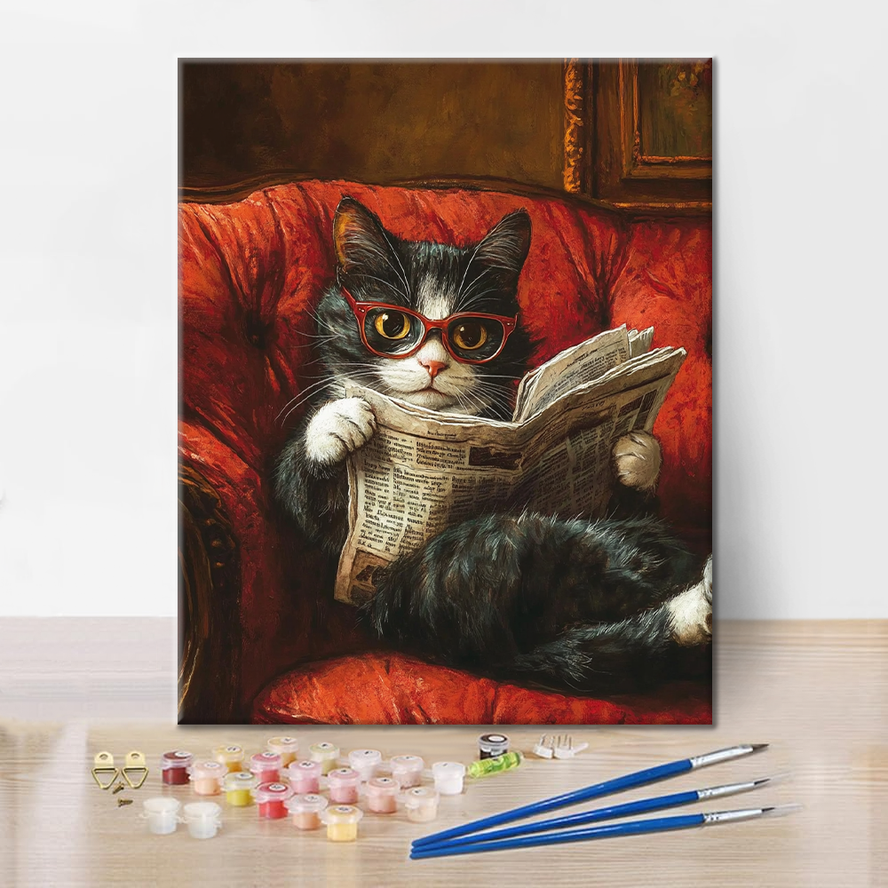 Reading Cat - Paint by Numbers