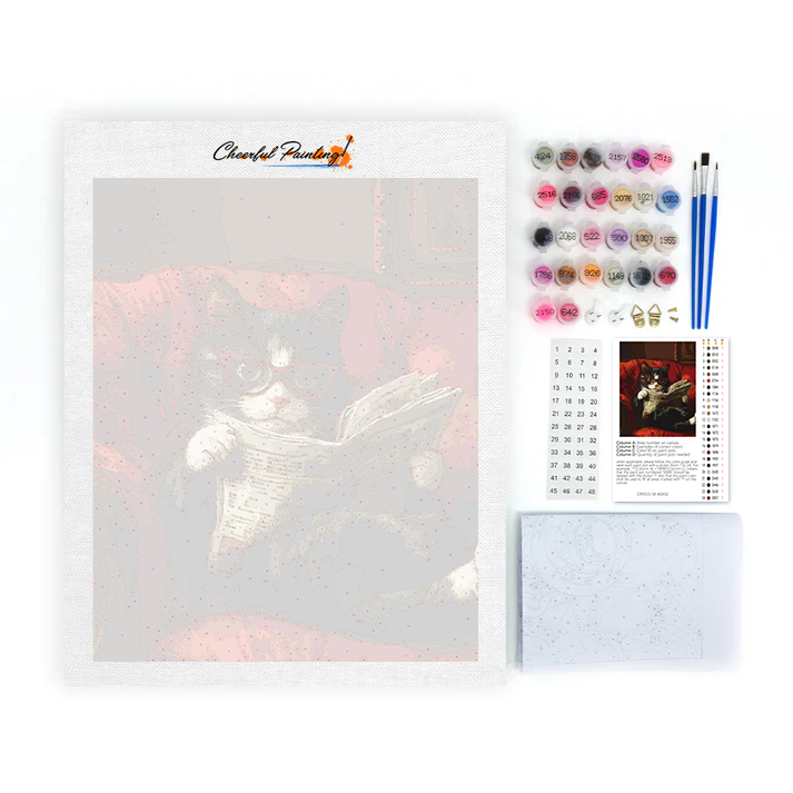 Reading Cat - Paint by Numbers