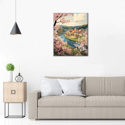 Spring River Village - Paint by Numbers