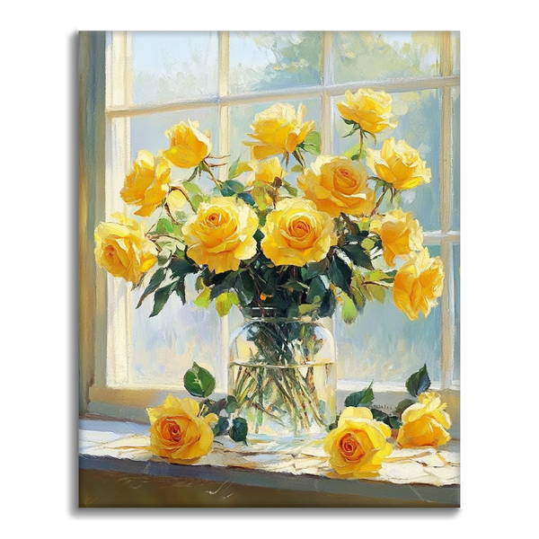 Sunlight and Yellow Roses - Paint by Numbers