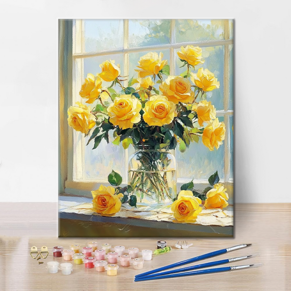 Sunlight and Yellow Roses - Paint by Numbers