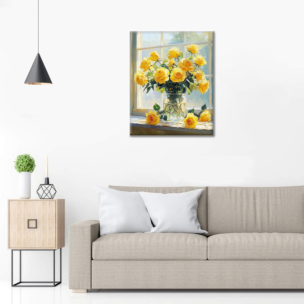 Sunlight and Yellow Roses - Paint by Numbers