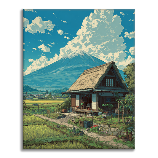 The Cottage Under Mount Fuji - Paint by Numbers