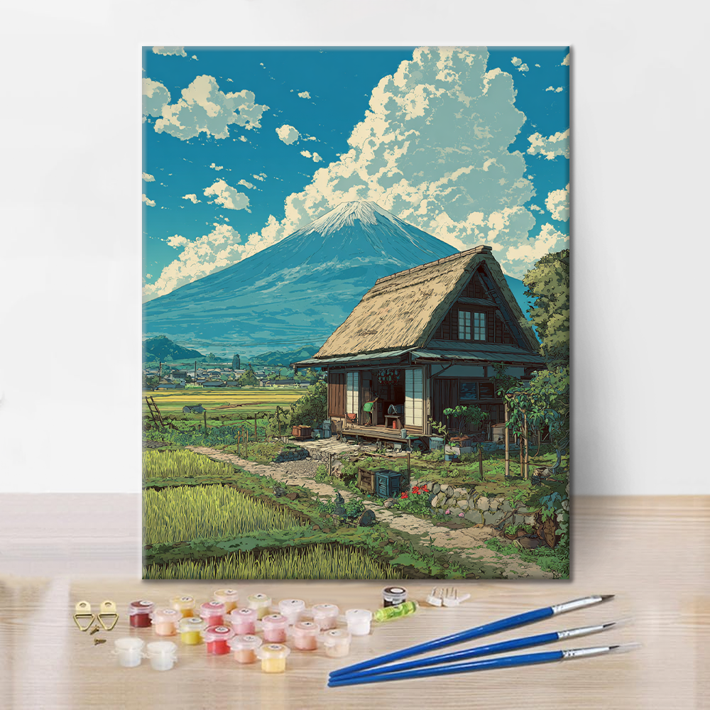 The Cottage Under Mount Fuji - Paint by Numbers