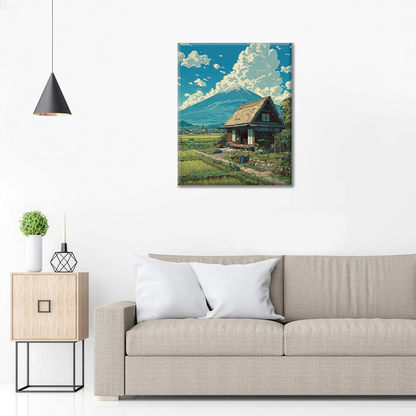 The Cottage Under Mount Fuji - Paint by Numbers