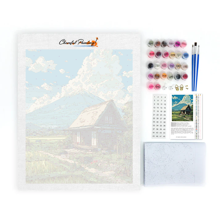 The Cottage Under Mount Fuji - Paint by Numbers