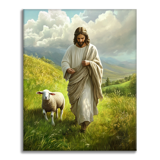Jesus and Sheep - Paint by Numbers