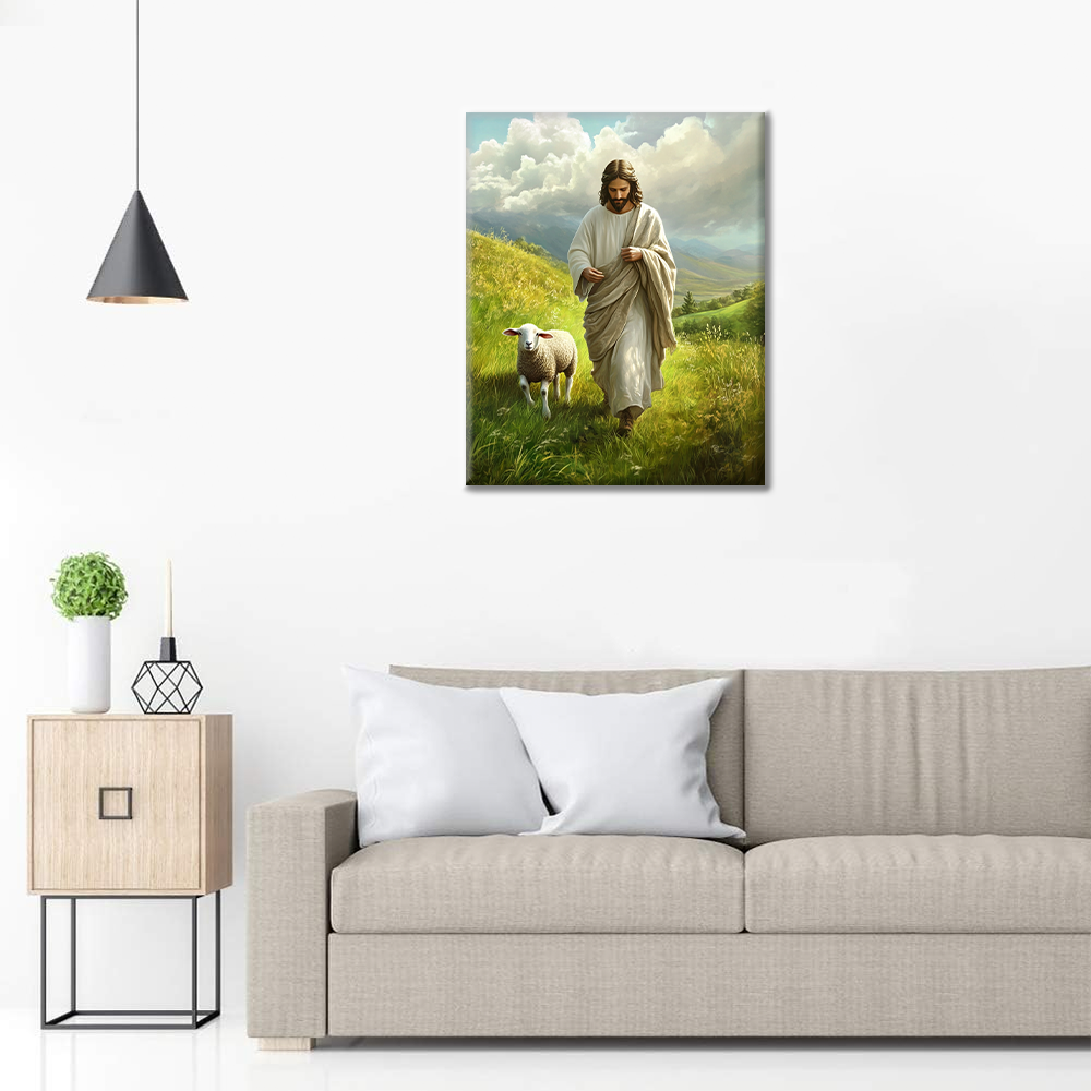 Jesus and Sheep - Paint by Numbers